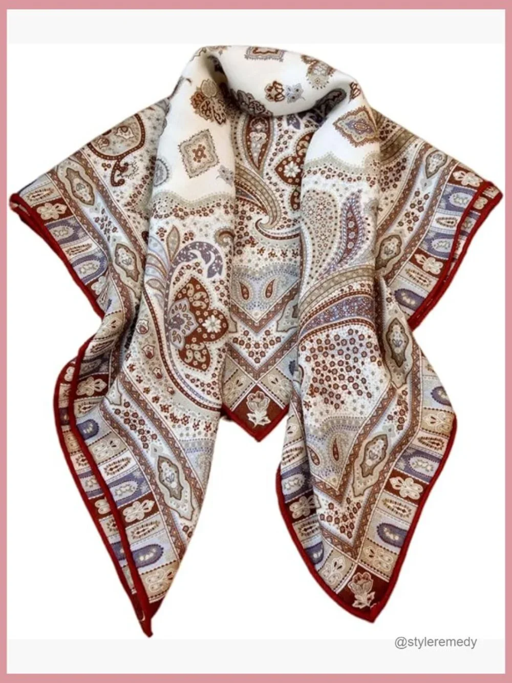 Silk Wool Blend Scarf 26x26 Lightweight Printed Square Scarf